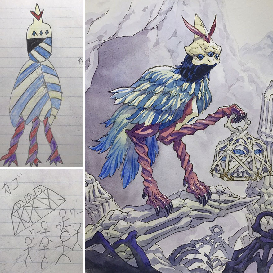 this dad turns his sons doodles into anime drawings and they re f
