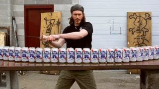 Bloke With A Sword Vs Twenty-Four Beer Cans