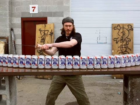 Bloke With A Sword Vs Twenty-Four Beer Cans