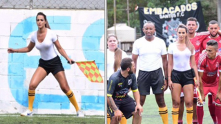 A Brazilian Lineswoman Sends Internet Into Frenzy After Wet T-Shirt Display