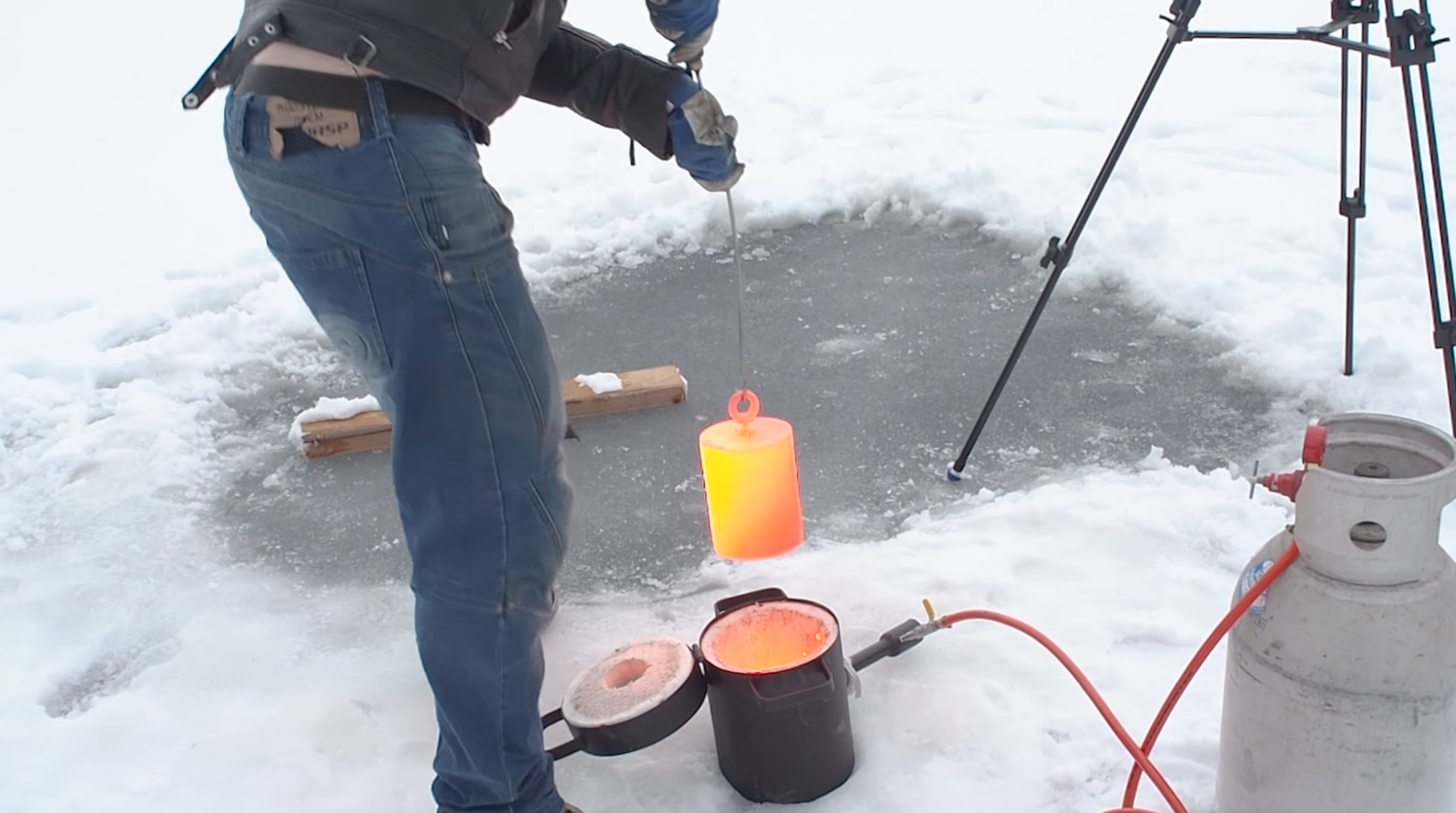 20kg Of Red Hot Steel Is Placed On A Frozen Lake In Finnish Experiment