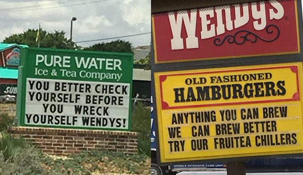 Sign War Between Wendy’s And Pure Water Goes Viral