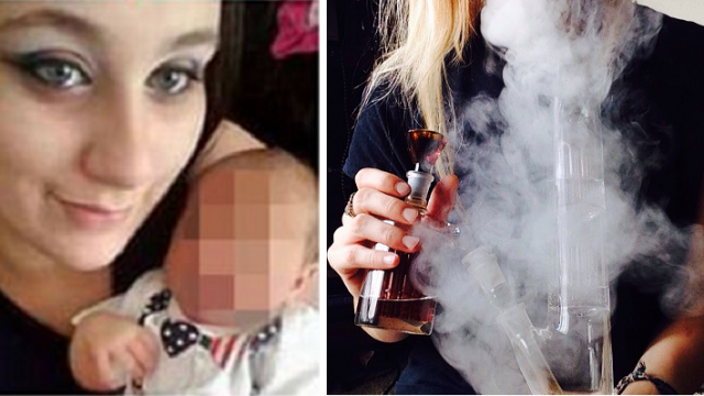 Mum Causes World Wide Outrage After Posting A Picture Breastfeeding While Smoking Bong