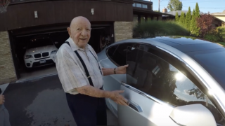 97 Year Old Grandpa Reacts To Riding In A Tesla For The First Time