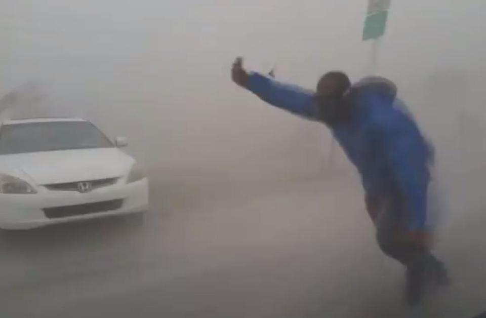 Extreme Meteorologist Leaves His Car To Take Hurricane Irma Head On