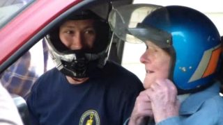 91 Year-Old Legend Fulfils His Dream of Crashing Through a Garage Door