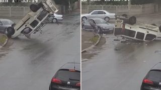 Bloke flies out of his own car window during accident and casually walks away