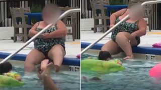 Woman Decides To Shave Her Legs Down At The Resort Pool