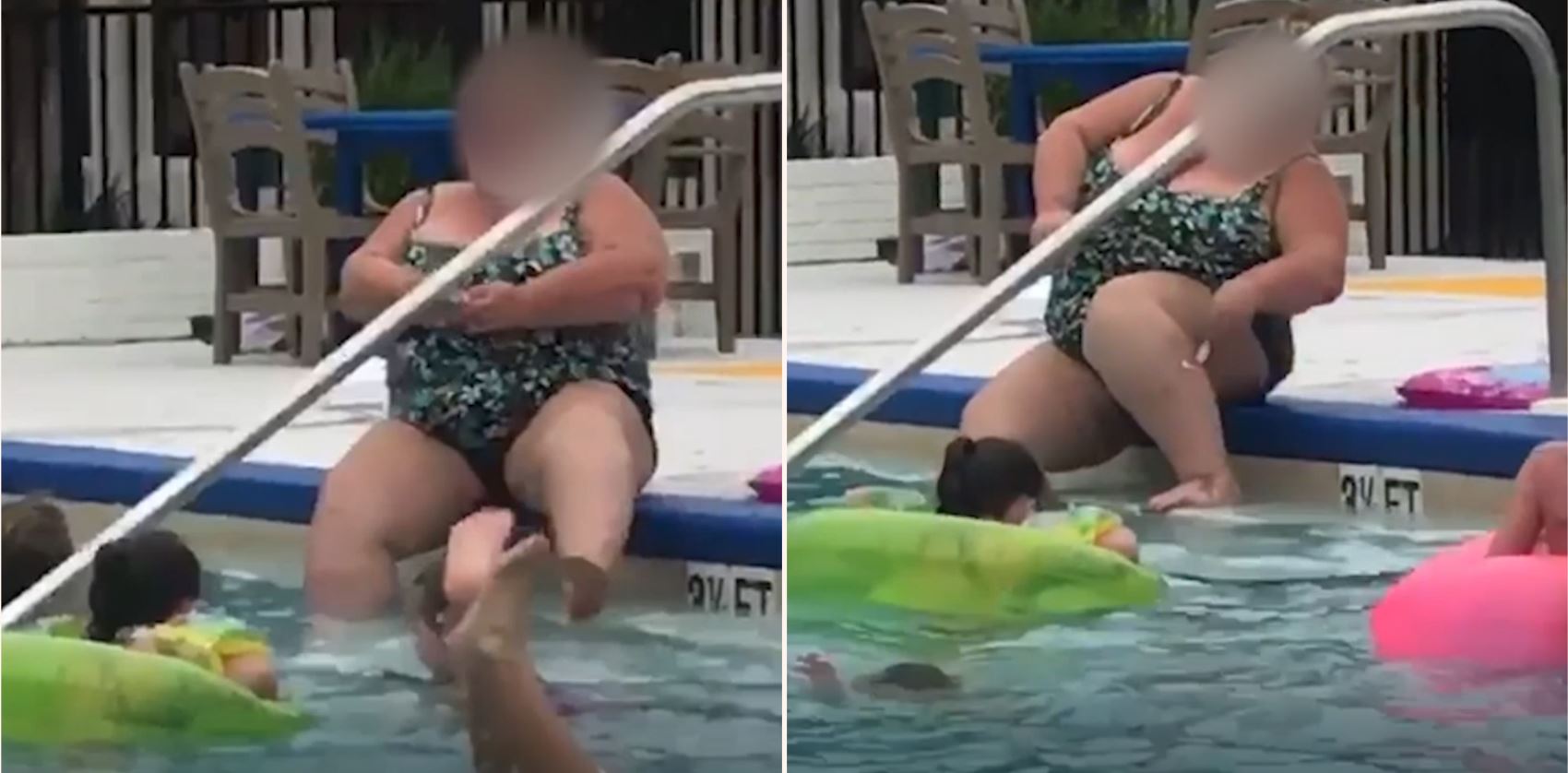 Woman Decides To Shave Her Legs Down At The Resort Pool