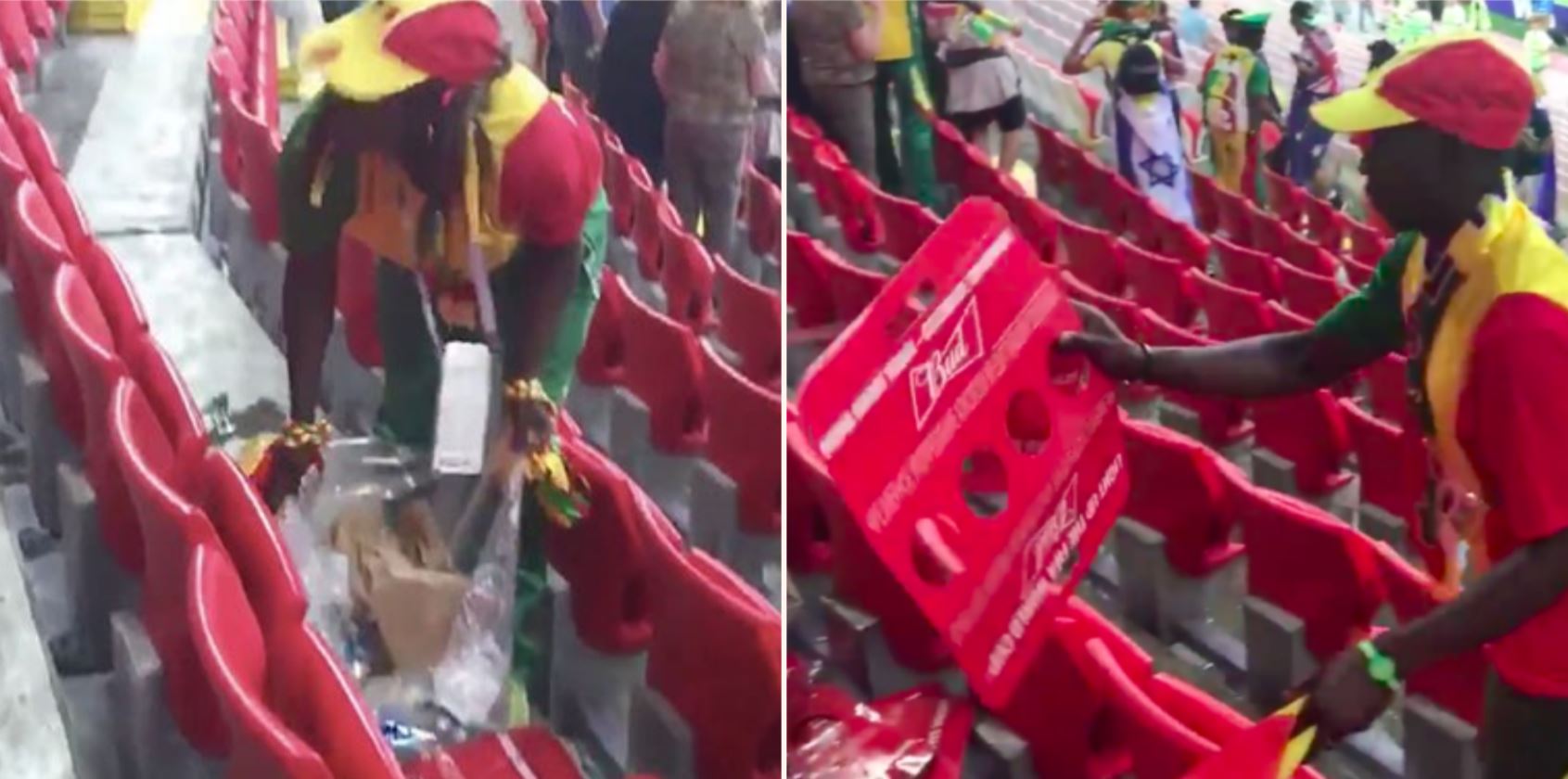 Senegal fans celebrate World Cup victory by cleaning the stadium