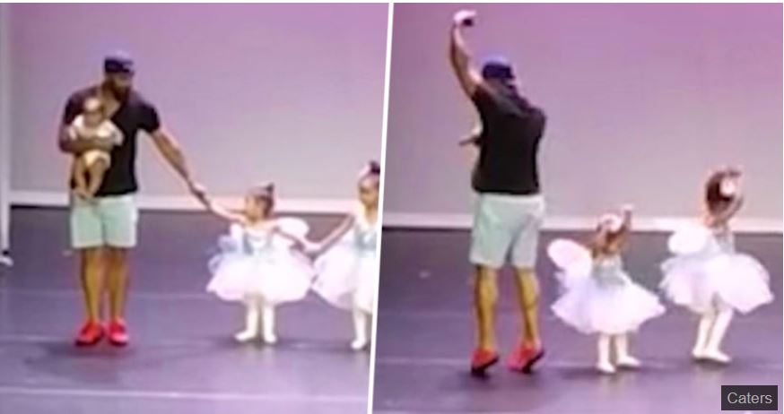 Daughter Suffers Stage Fright During Ballet Performance But Dad Comes To The Rescue