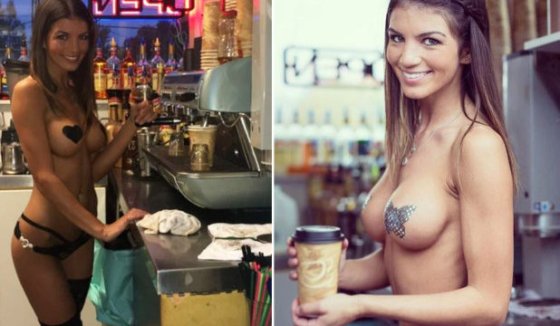 These baristas serve coffee in nothing but skimpy bikinis