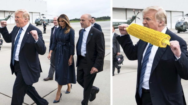 Trump’s double fist-pump has become a photoshopped meme