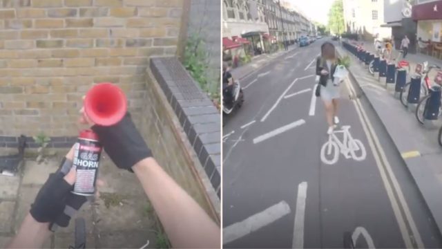 Fed up cyclist attaches air-horn to bike to get pedestrians to move out of the way