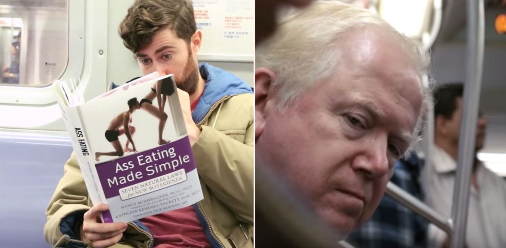 Guy takes fake book covers onto the train to see how people react