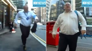 Pedestrian f*cken legs it to belt cyclist, after he brushed past him