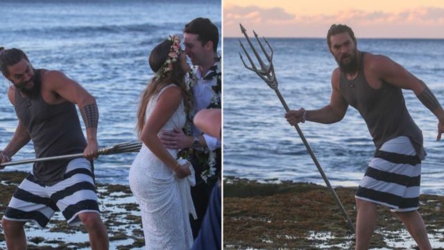 Aquaman Jason Momoa photobombs couple’s wedding pics on Hawaiian beach