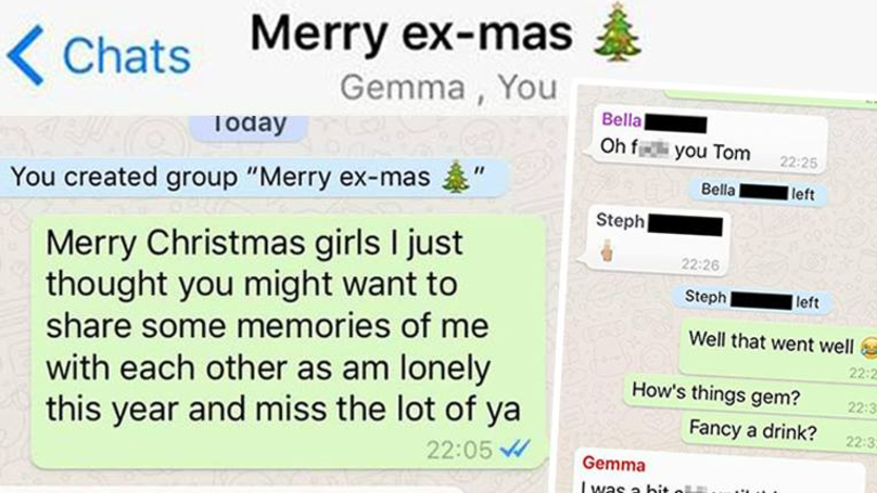 Cheeky bloke adds his ex-girlfriends to a group chat to wish them Merry Ex-Mas