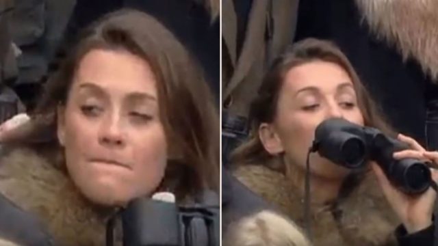 Sheila caught drinking from secret binocular flask at the races goes viral