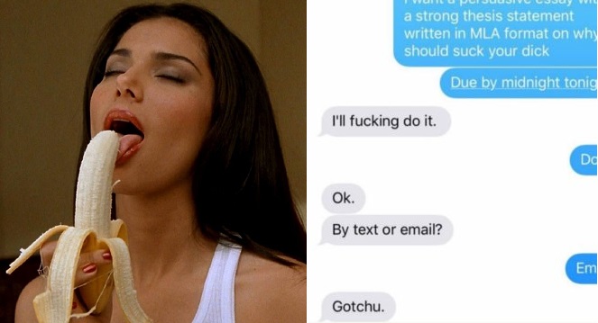 Sheila demands persuasive essay for her BJ services, bloke writes the mother of all essays