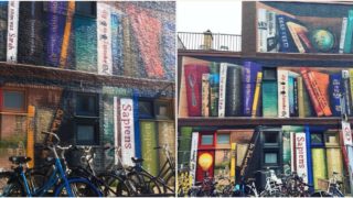 Artist transforms apartment block into mural of residents favourite books