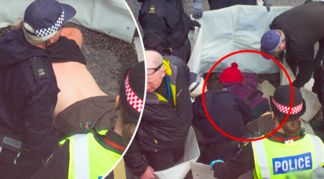 Sheila glues breasts to a road protesting Climate Change in London