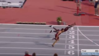 Infinite Tucker sends internet into a frenzy with Superman dive in hurdles race