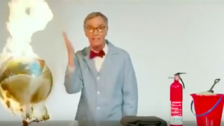Bill Nye demonstrates how the Earth is on f***en fire