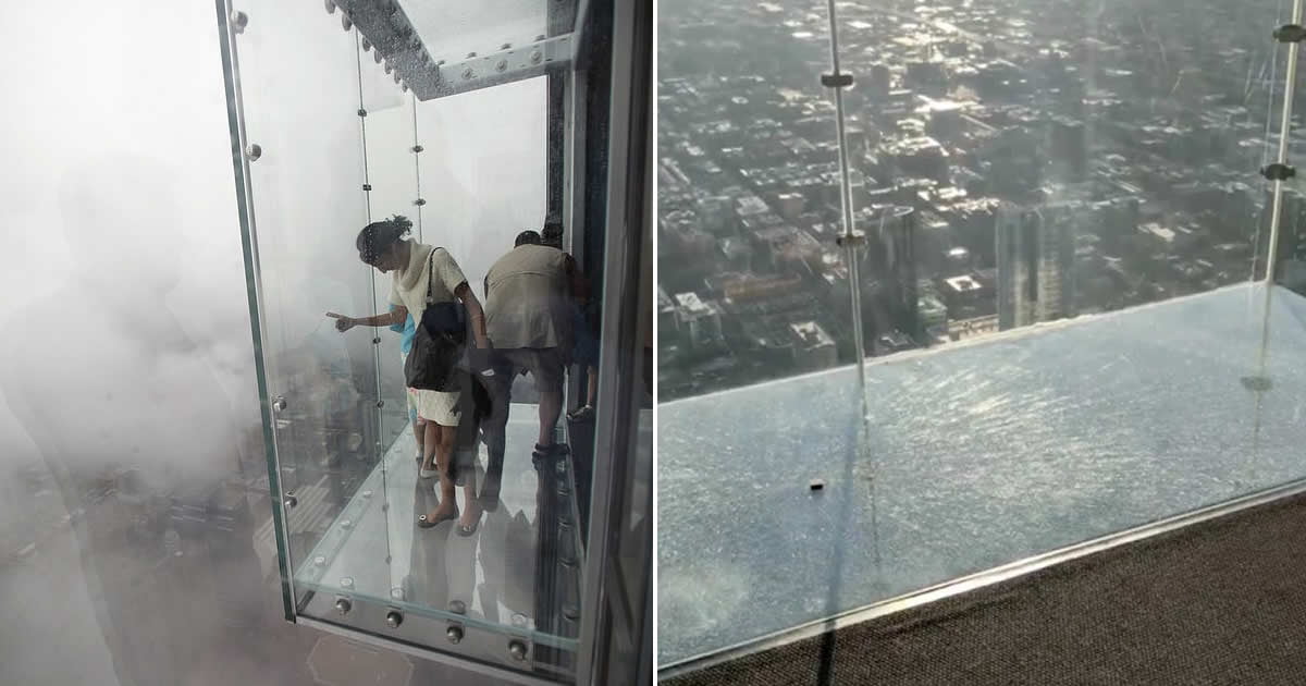 Glass skydeck 103 floors high cracks under visitors’ feet