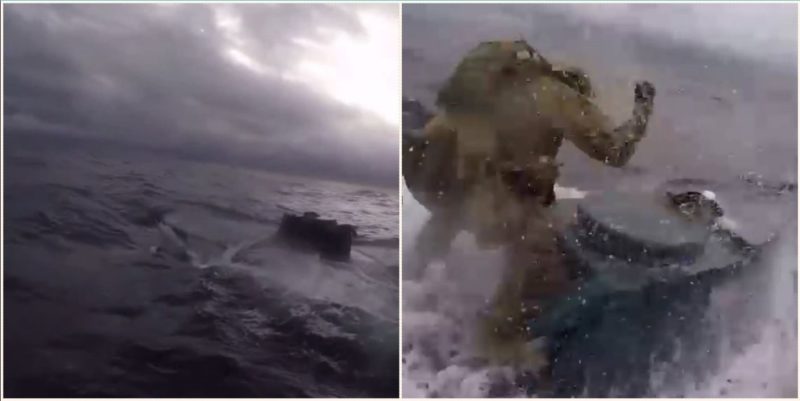 Coastguard jumps onto moving submarine filled with $500 million worth of drugs