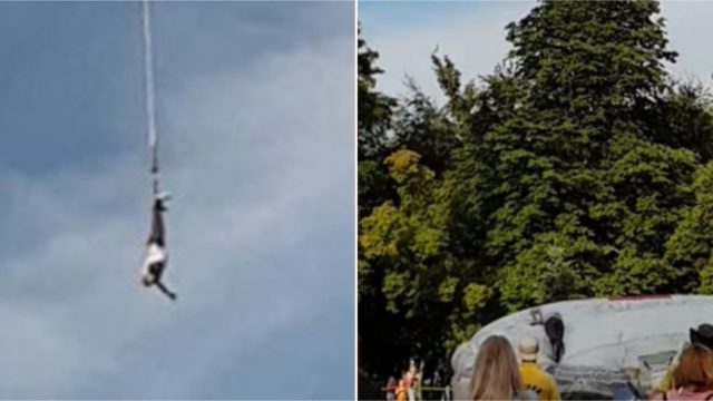 Bloke falls after bungee harness snaps in Poland