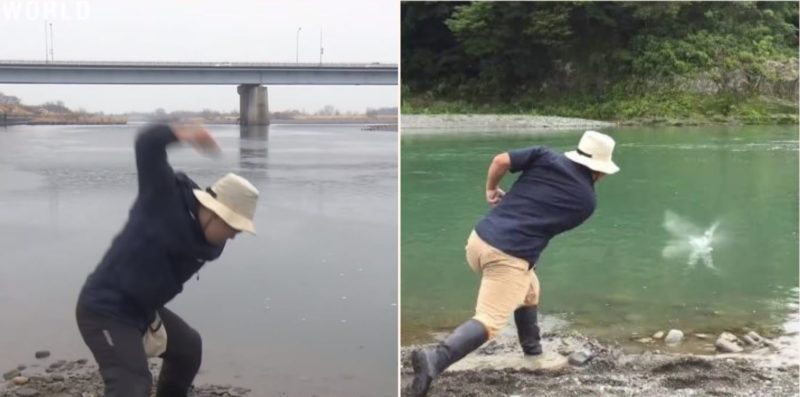Check out this bloke’s expert-level rock-skipping technique