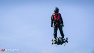 Watch the hoverboard inventor fly across English Channel