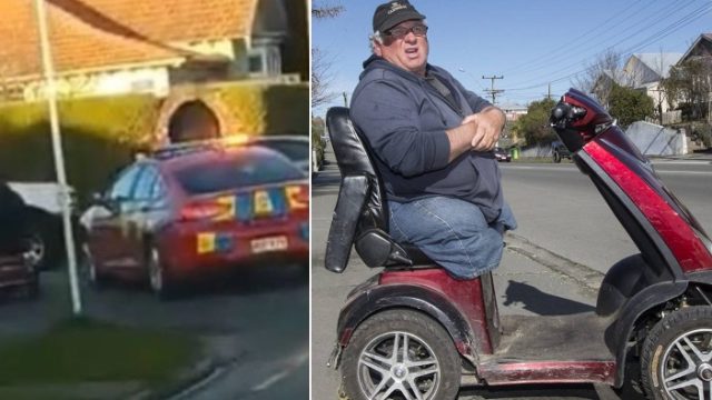 Mobility scooter hoons past police car during slow pursuit