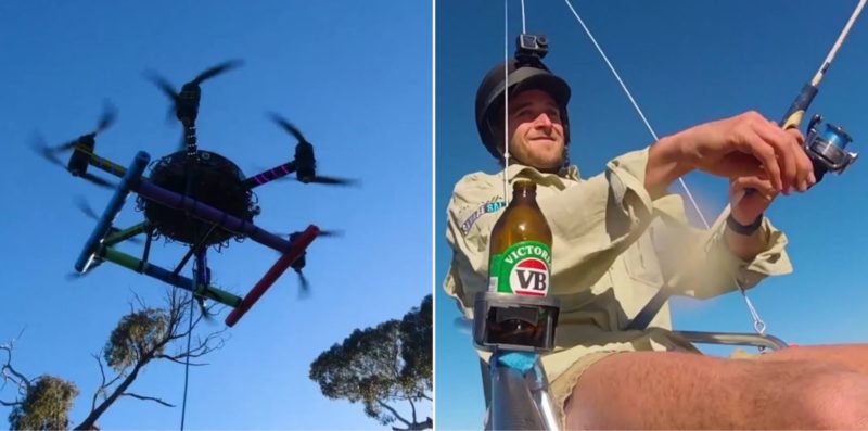 Aviation authorities are investigating this bloke for fishing from his drone