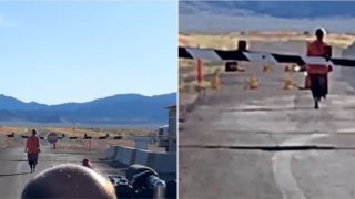 Old sheila defies police and actually enters Area 51 restricted zone