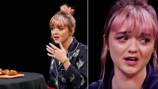 Maisie Williams shivers uncontrollably while eating hot wings and talking Game Of Thrones