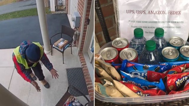 Delivery Driver’s reaction to free holiday season snacks is gold!