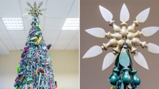 A Lithuanian Airport made a bloody big Christmas Tree entirely of confiscated items