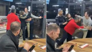 Bloke’s reaction to fiery fracas while he eats chips has been viewed 18 mill times online