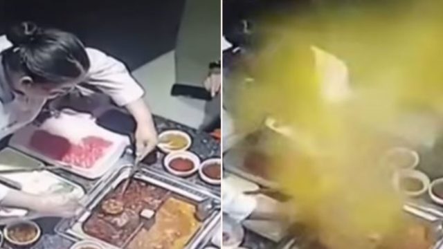 Scalding hot soup explodes after customer drops cigarette lighter in it