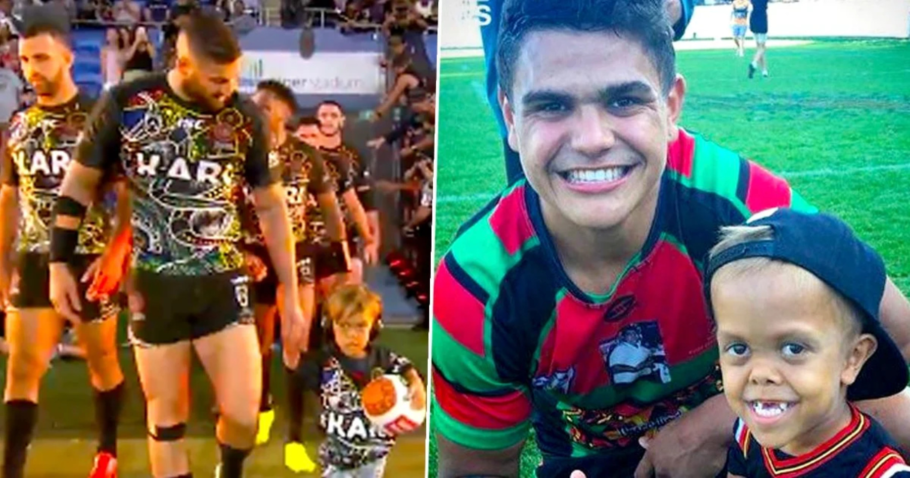 Quaden Bayles walks out Indigenous team for All Stars Rugby League game