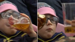 Commentators shocked when camera catches kid smashing a schooey at the football