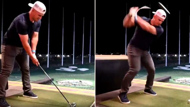 The richest player in Baseball history just sent a golf ball into f*@#en orbit!