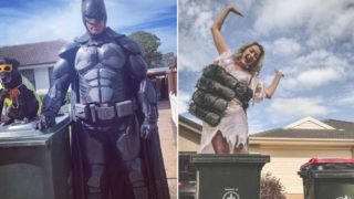 People are now dressing up to celebrate taking the rubbish bins out every week