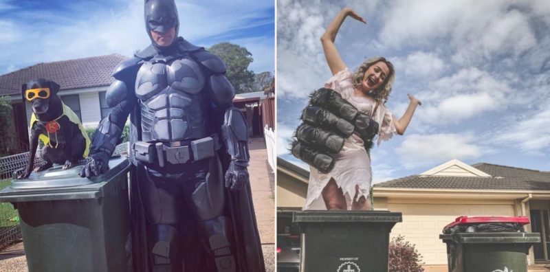 People are now dressing up to celebrate taking the rubbish bins out every week
