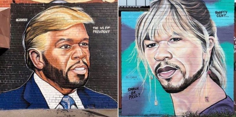 Aussie artist has been painting 50 Cent murals and they’re bloody brilliant