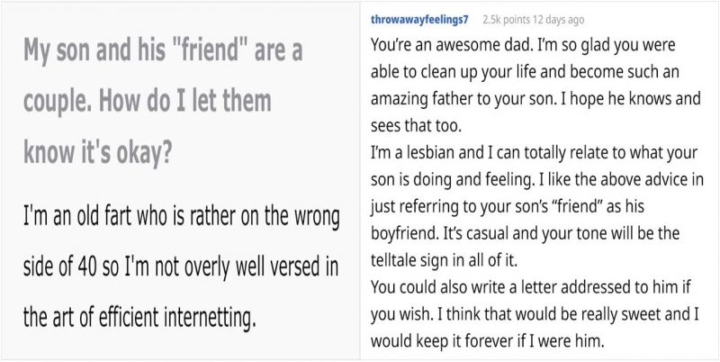 Dad suspects son is gay, asks internet for help on his response
