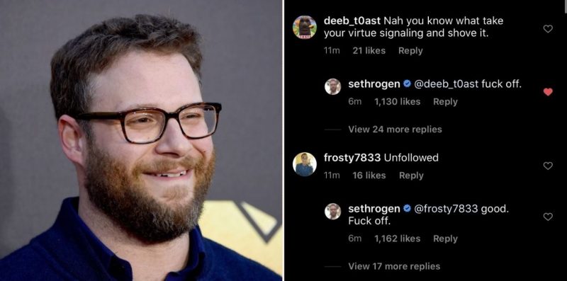 Seth Rogen telling ignorant boofheads to f**k off is pure gold