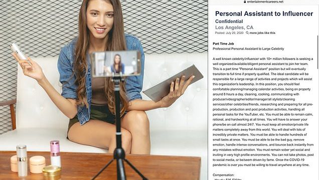 Insane job description for influencer’s personal assistant goes viral